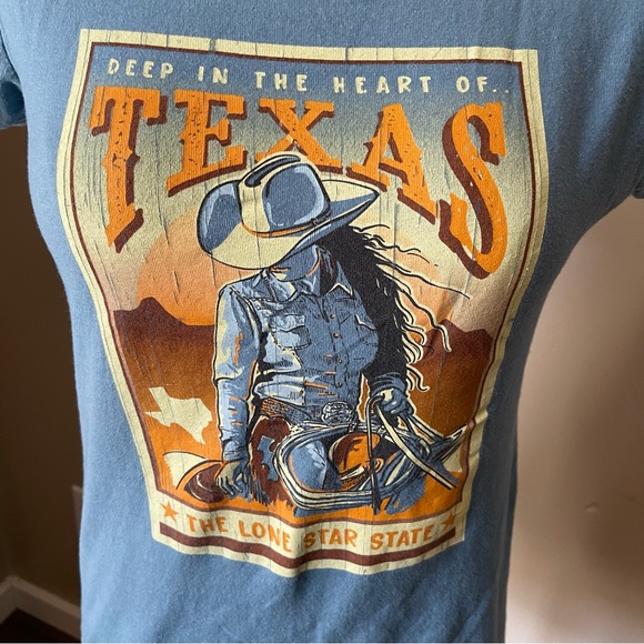 TEXAS Blue T-Shirt Tee DEEP IN THE HEART OF TEXAS - Picture 2 of 5